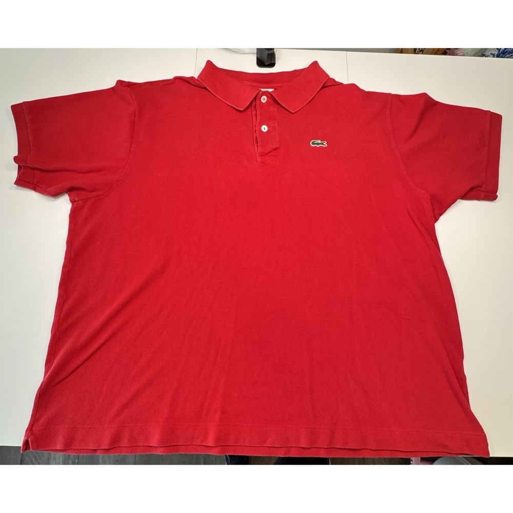 Lacoste Classic Pique Polo Shirt Red Mens Size 8 US 3XL Short Sleeve Logo Top